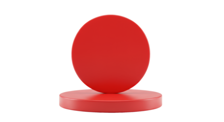 Vibrant, bold red circular form with a glossy finish, resembling a digital graphic element, centered on a pristine transparent background in a minimalist studio, concept of strategic clarity and focus