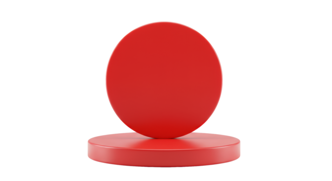 Vibrant, bold red circular form with a glossy finish, resembling a digital graphic element, centered on a pristine transparent background in a minimalist studio, concept of strategic clarity and focus