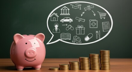 Piggy bank dreams of future investments and goals