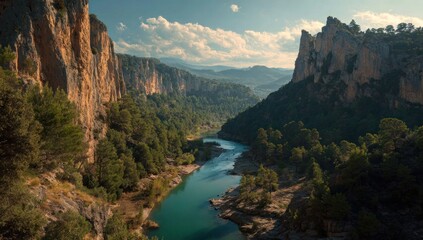 Mountainous river valley