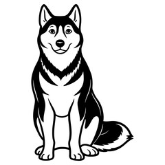 Cute husky dog sitting and smiling, isolated on white background © Vectscape