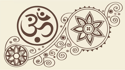 Sacred om symbol with intrica...