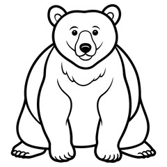 Drawing of a bear sitting down isolated on white background