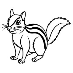 Obraz premium Cute chipmunk with striped fur sitting, isolated on white background