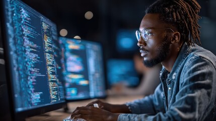 Algorithm engineer collaborates with data scientists reviewing detailed performance logs and tuning model hyperparameters to enhance predictive analytics accuracy.