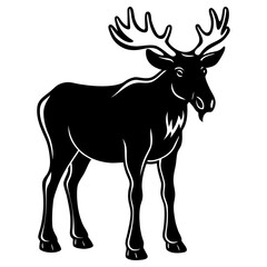 Obraz premium Moose silhouette illustration isolated on white background