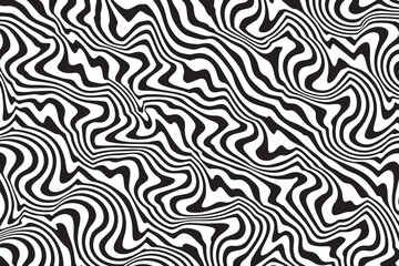 Abstract Black and White Wavy Line Pattern – Optical Illusion Design