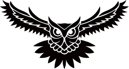 Elegant Owl Emblem - Black & ...