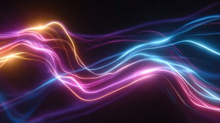 Neon Waves of Energy: Mesmerizing neon light streaks in a dynamic dance of color, painting an abstract vision of data flow and digital communication.