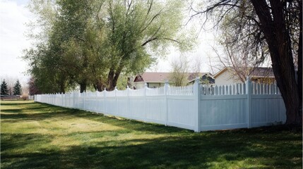 Obraz premium White picket fence in a residential yard