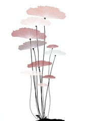 Abstract graphic of delicate,  pale-toned,  floral forms