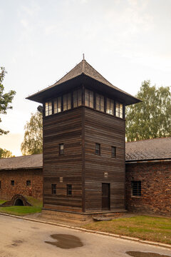 Oswiecim, Poland - August 3, 2024: Auschwitz-Birkenau nazi concentration camp museum in Poland. Auschwitz Oswiecim jewish prison in occupied Poland during World War II and Holocaust