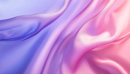A close-up of the violet and blue gradient background, with smooth silk fabric flowing in the center, creating an elegant and luxurious atmosphere. The texture is glossy and delicate