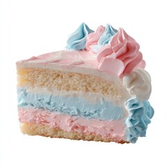 Pastel-colored cake slice, whipped cream frosting