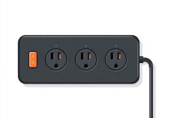 Dark gray power strip with three outlets