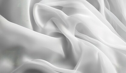 Obraz premium A close-up of white silk fabric, its soft folds creating an elegant and luxurious background. The texture is rich with the sheen that's characteristic of fine satin or velvet material.