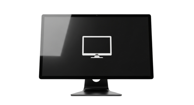 modern computer screen, black desktop monitor with blank display isolated technology device electronic equipment office workspace hardware flat screen digital design
