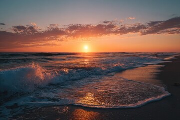 Dramatic sunset over a beach
