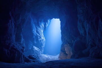 Dark cave with a luminous opening