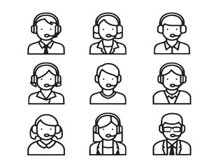 Elegant vector illustration of customer support agent icons