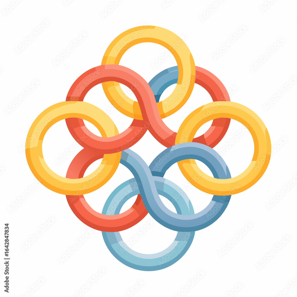 Poster a clean vector of interwoven rings, creating a depth and weave illusion.