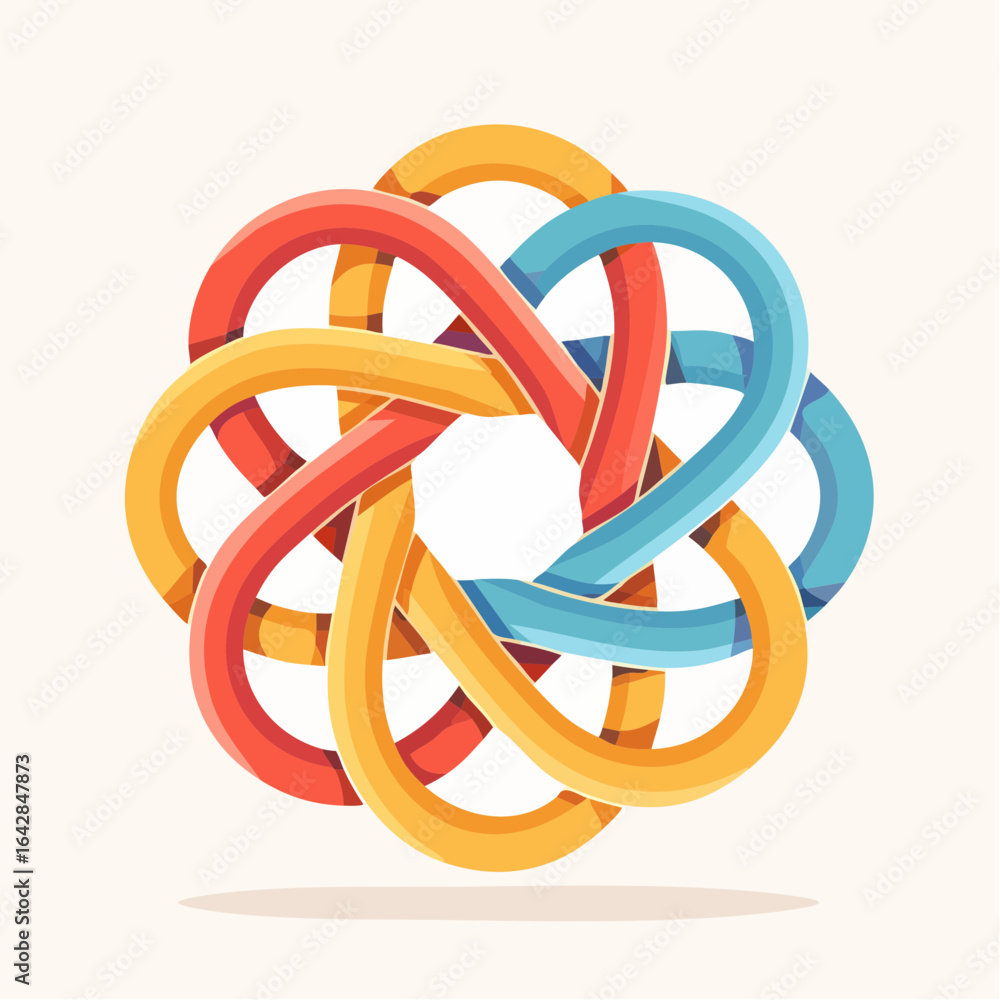 Poster a clean vector of interwoven rings, creating a depth and weave illusion.