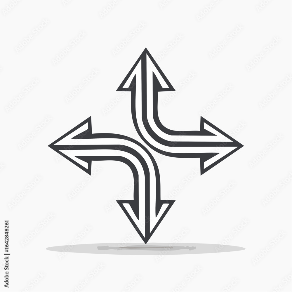 Poster a minimalist vector arrow design that appears to point both ways at once.