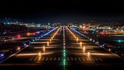 Obraz premium Night runway lights