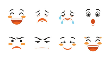 Diverse emotion expression illustration set for emotional intelligence resources and mental health awareness campaigns
