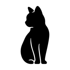 A large cat symbol in the center. Isolated black symbol. Illustration on transparent background