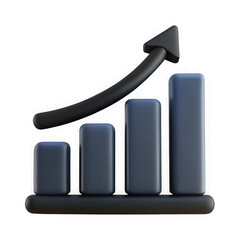 3d rendered growth chart icon isolated on transparent background