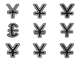 Fototapeta premium Minimal Japanese yen currency icons in clean vector format