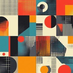 Bright geometric seamless pattern, designed to add a dynamic and modern touch to any visual or surface design, Generative AI
