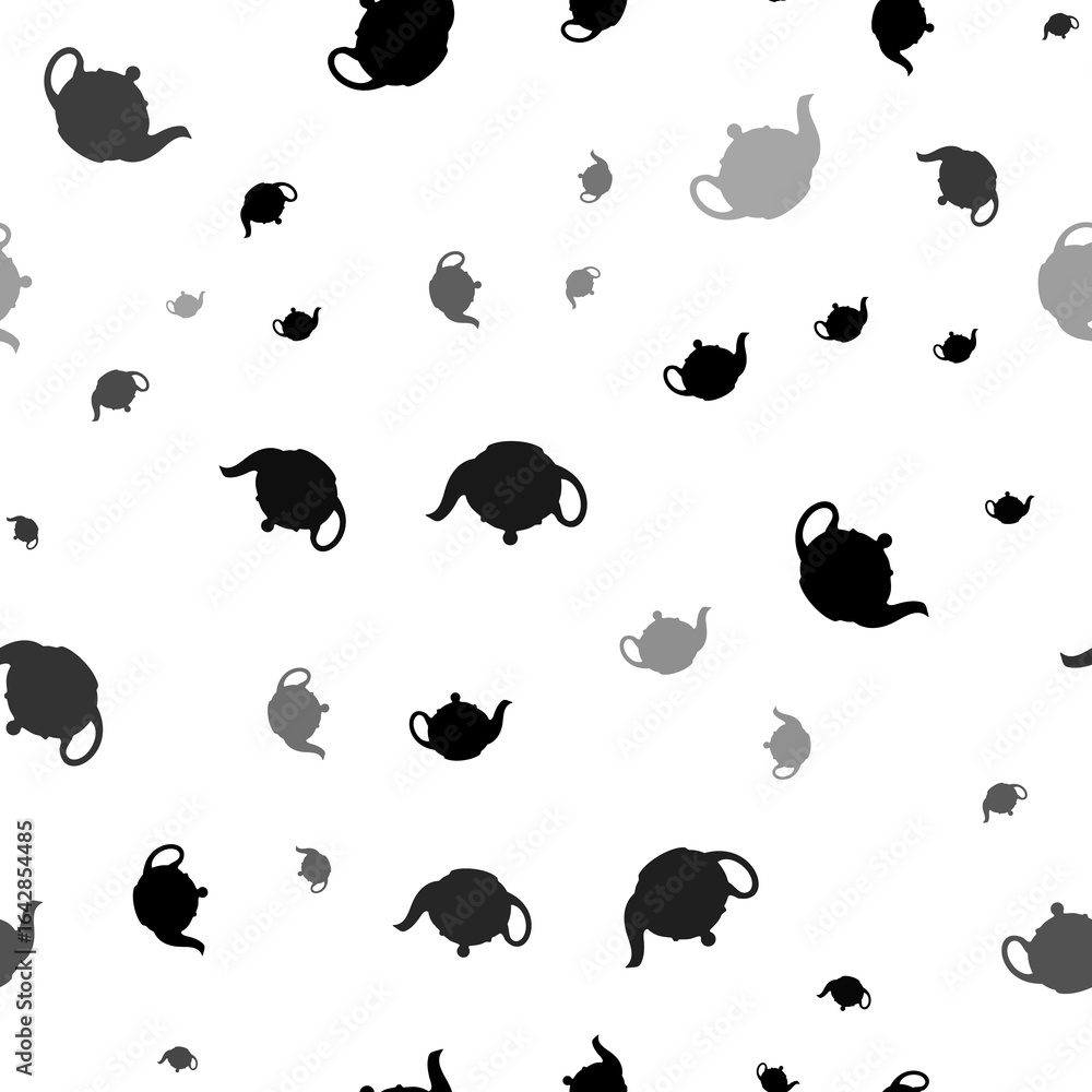Poster seamless vector pattern with teapot for tea symbols, creating a creative monochrome background with 