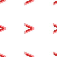 Seamless pattern of large isolated red greater symbols. The elements are evenly spaced. Illustration on light red background