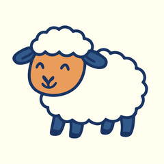 Cute Cartoon Sheep Farm Animal Illustration Vector