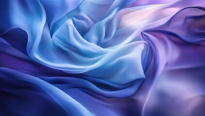 Fototapeta premium A digital art piece featuring swirling, ethereal fabrics in shades of blue and purple, creating an otherworldly atmosphere with soft lighting that accentuates the fluidity and beauty of each fabric