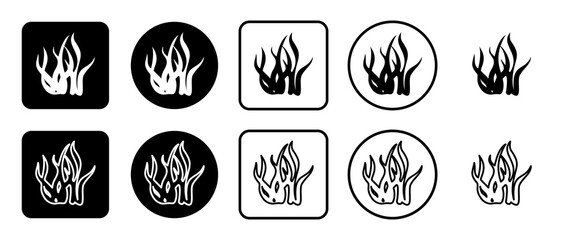 Icon set of seaweed symbol. Filled, outline, black and white icons set, flat style.  Illustration on transparent background
