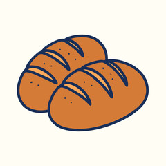 Loaf Bread Pair Freshly Baked Bread Vector Illustration  Bakery Food Clipart Isolated on White