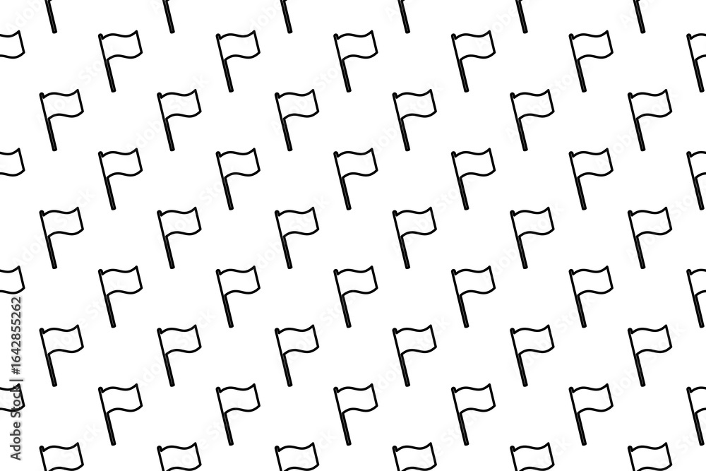 Poster seamless pattern completely filled with outlines of flag symbols. elements are evenly spaced. illust