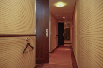 Luxurious suite stateroom cabin room onboard luxury yacht cruise ship cruiseship liner with bedroom...