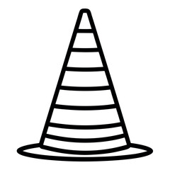 Vector art of line art illustration of a traffic cone isolated on white background
