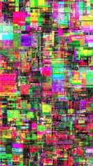 Fototapeta premium Vibrant, pixelated digital art with distorted colors and lines