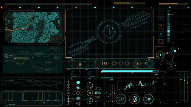 Animated high-tech display for data collection and analysis - Powered by Adobe