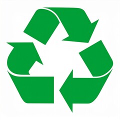 Obraz premium Green recycling symbol with three arrows forming a triangle, representing sustainability and environmental responsibility.