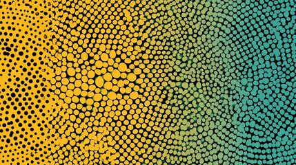 Abstract pattern of overlapping circles, transitioning from yellow to teal