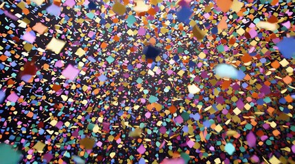 A vibrant scattering of colorful confetti on a dark background - Powered by Adobe