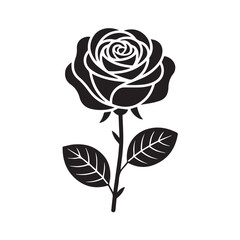 Set of roses silhouettes, Flower silhouette
