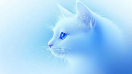 Delicate white cat profile