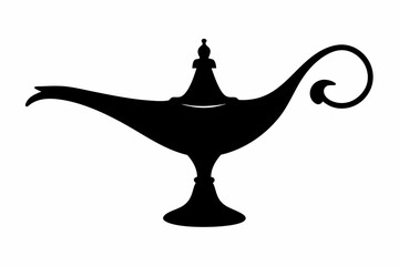 aladdin lamp silhouette icon, aladdin lamp black icon
